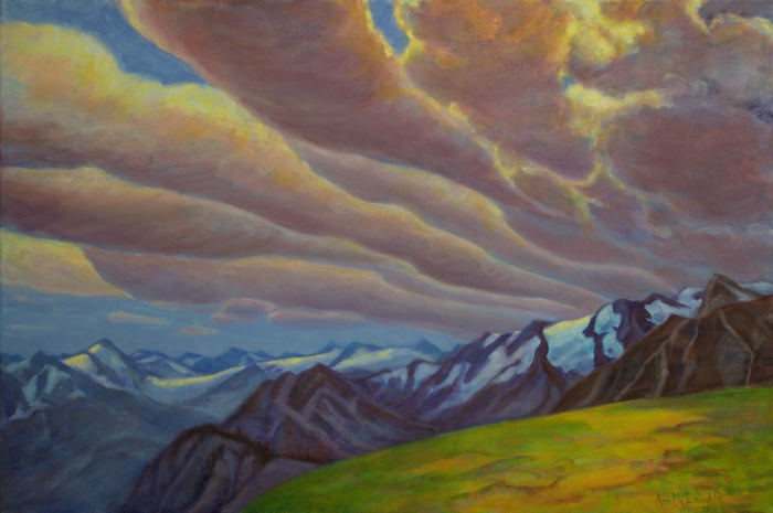 Bugaboos Clouds, Landscape Oil Painting by Ann McLaughlin