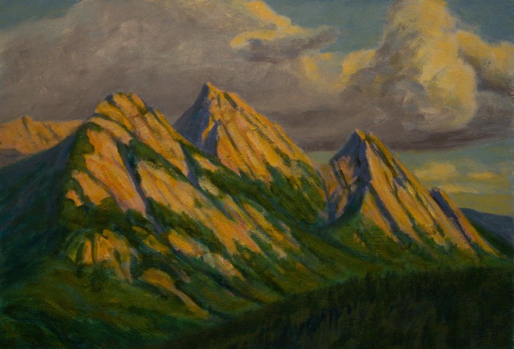 Peaks in Late Light, Plein Aire Oil Painting by Ann McLaughlin