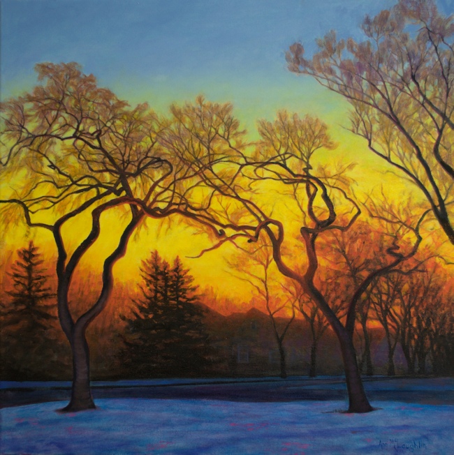 Winter Sunset, Oil Painting by Ann McLaughlin