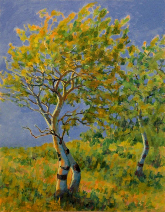 Windy Poplars, Oil Painting by Ann McLaughlin