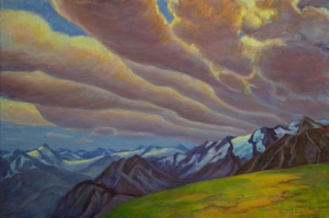 Bugaboos Clouds, Landscape Oil Painting by Ann McLaughlin