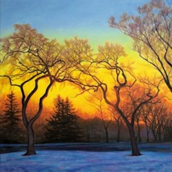 Winter Sunset, Oil Painting by Ann McLaughlin